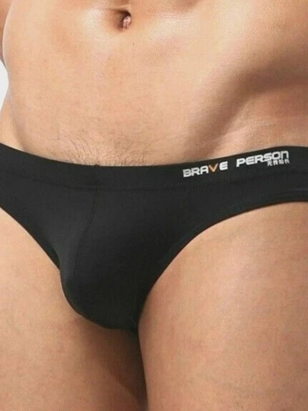 Brave Person Men's Swim Bikini Brief - Black (BP9791-BK) Contoured Pouch - Picture 13 of 15
